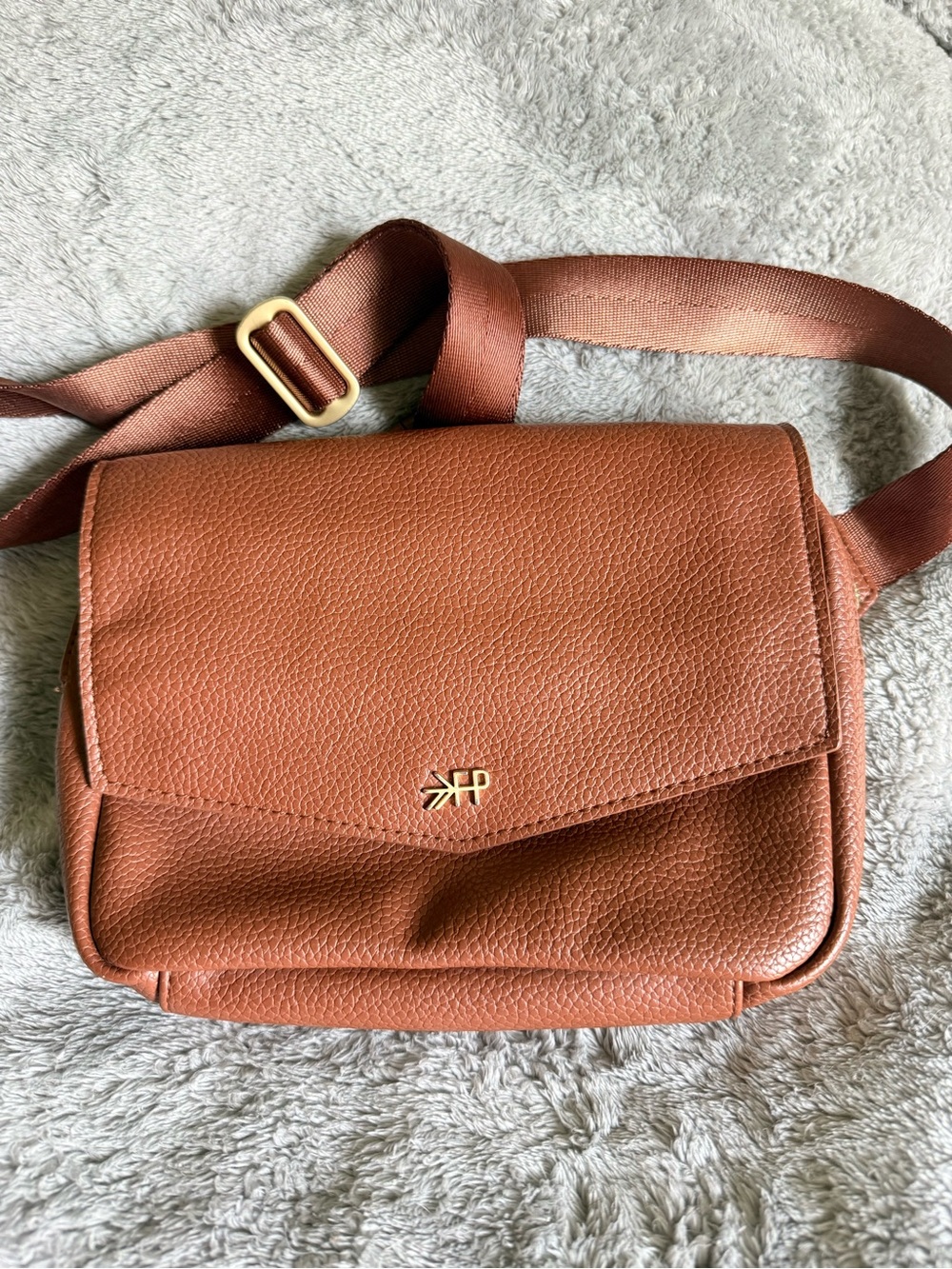 Freshly Picked Cognac Pebbled Leather Crossbody Bag